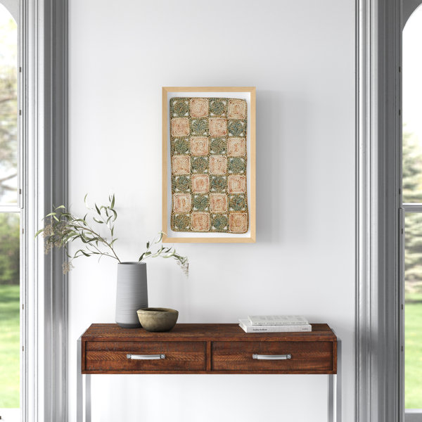 Rectangular Shadow Box with Checkerboard Rope Abstract Wall Décor
